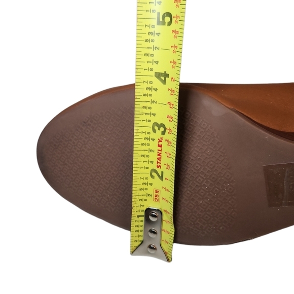 TORY BURCH BROWN LEATHER REVA LOGO WEDGE PUMP SZ US 11M - Picture 11 of 15